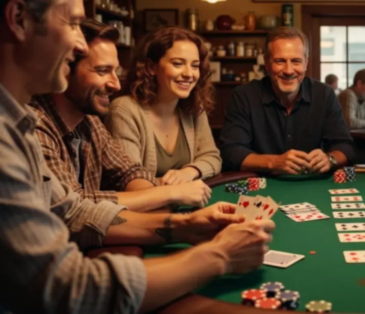 Collage of in-person poker evenings at The Parlour Pantry card lounge