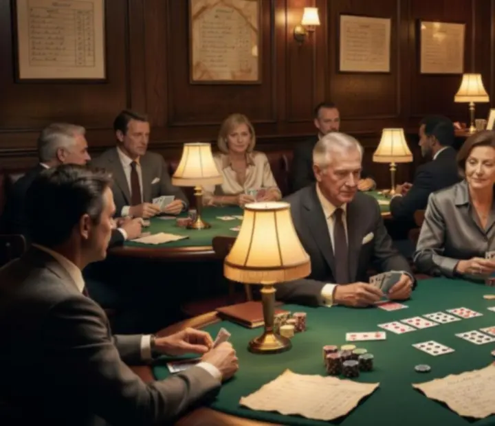 Warmly lit restaurant poker tables inside The Parlour Pantry card lounge